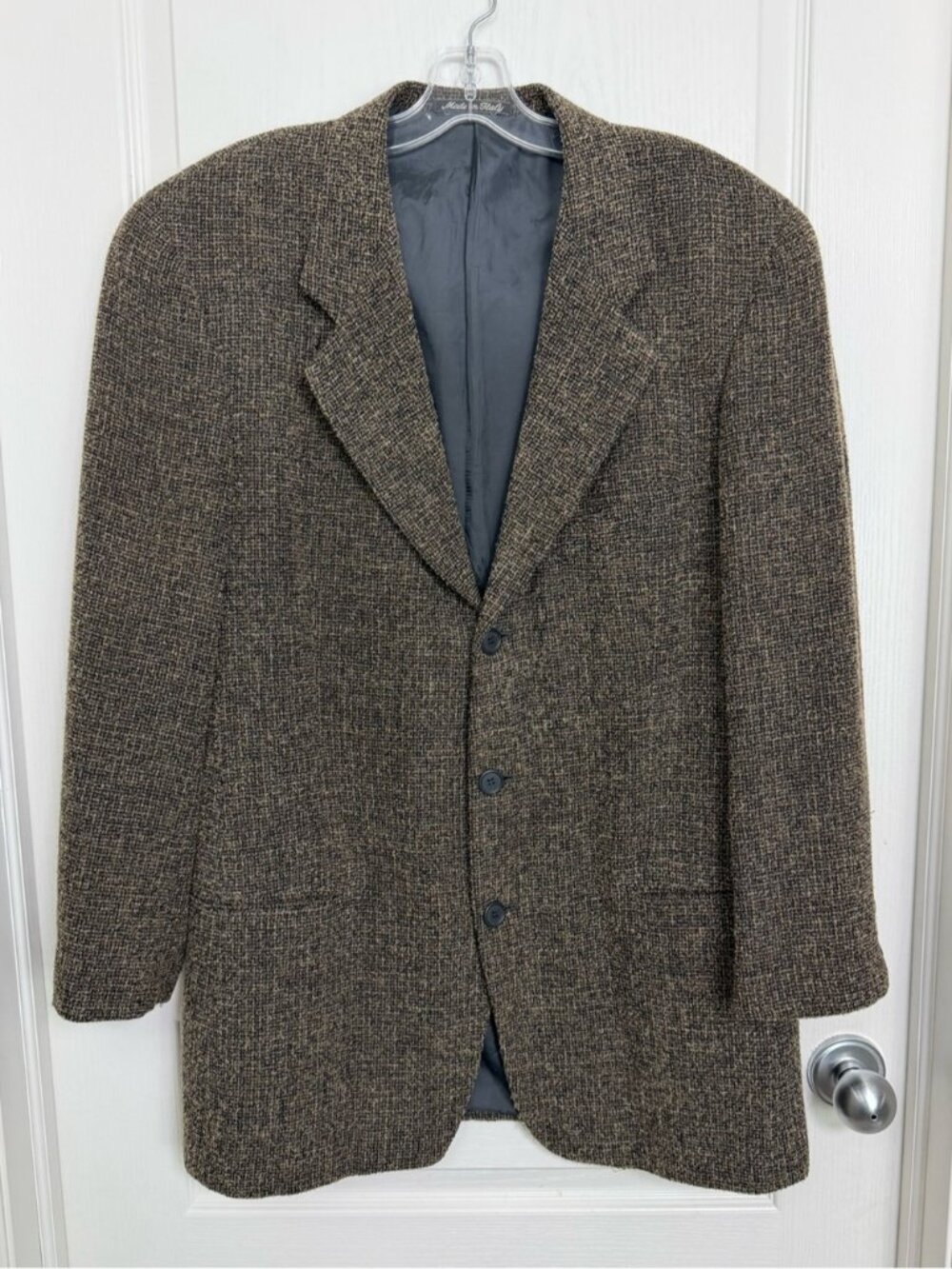 Giorgio Armani Le Collezioni Vintage Three Button Wool Blazer Size 40R Brown 80s - Picture 11 of 11